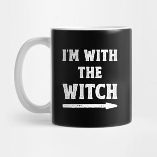 Funny Halloween I'm With The Witch Costume Couple (White) Mug